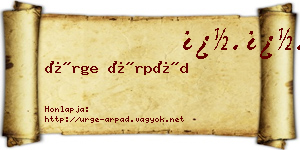 Ürge Árpád névjegykártya